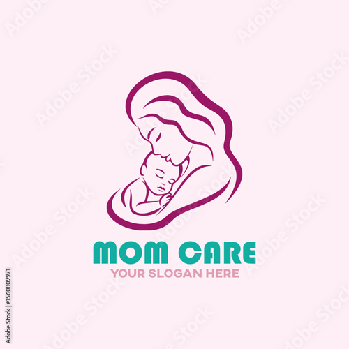 mom baby care logo design vector