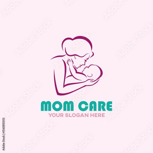 mom baby care logo design vector