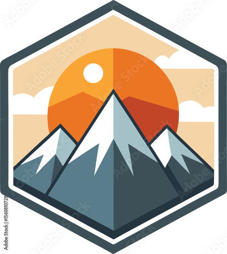 Sunset Mountain Hexagon Logo