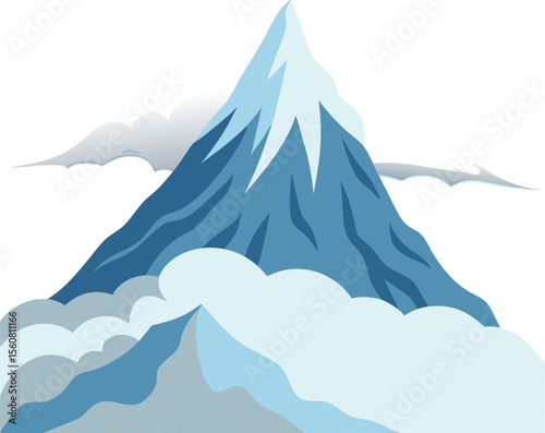 Cloudy Mountain Peak Scene