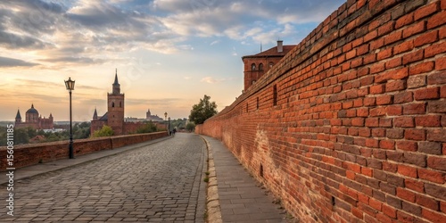 Sunset Cobblestone Street a...