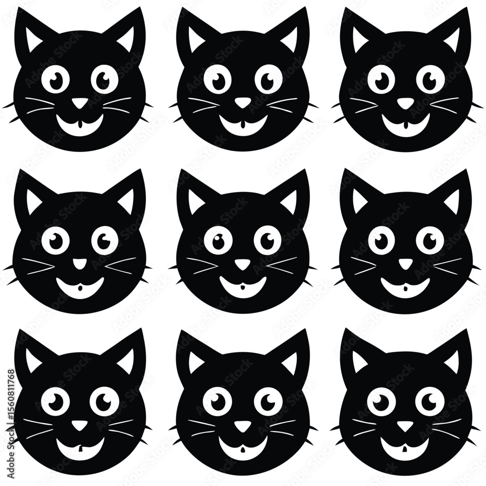 Fototapeta premium Black Cat Face Avatars