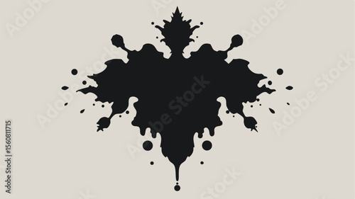 Symmetric ink blot design on transparent background suitable for various creative projects
