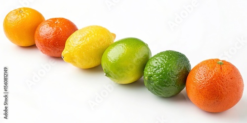 Wallpaper Mural Vibrant Citrus Lineup Orange, Mandarin, Lemon, Lime Composition, White Background, Fresh Fruit, Citrus Fruits Citrus Torontodigital.ca