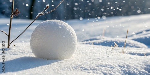 Wallpaper Mural Winter Wonderland Single Snowball in Snowy Landscape, Close-up, Nature Photography, Snow, Winter Snow Photography, Winter Scene Torontodigital.ca