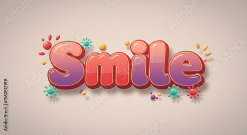 Playful 3D Style 'Smile' Text Effect Colorful and Fun Typography Design