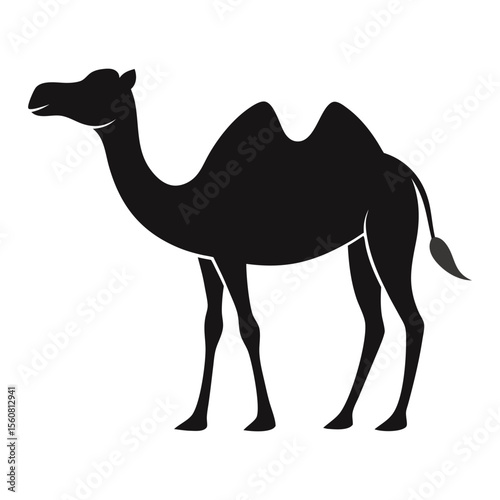 Silhouette Illustration of a Standing Camel Showcasing Desert Wildlife