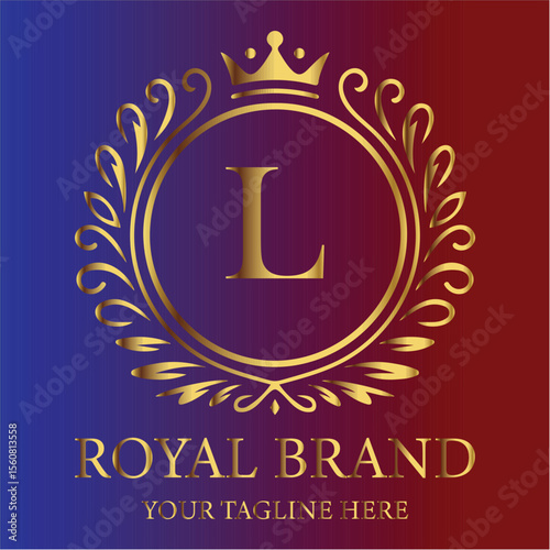 Golden anniversary label vector illustration with ribbon, perfect for celebration card design or holiday banner LOGO L