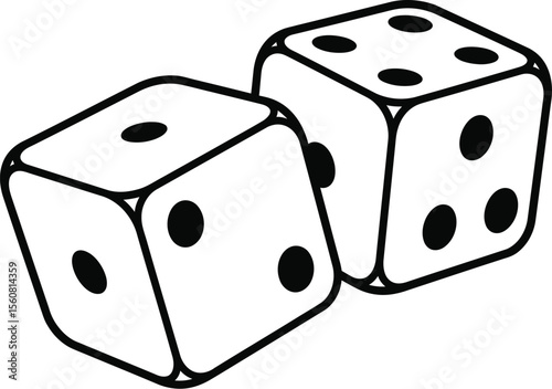Street Art Dice Vector Illustration - Black & White Chance and Risk Flash Tattoo