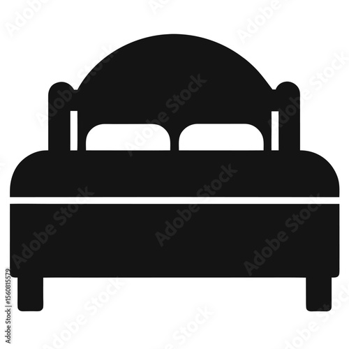 double bed icon, furniture silhouette, sleep room element vector, bedroom decor clipart

