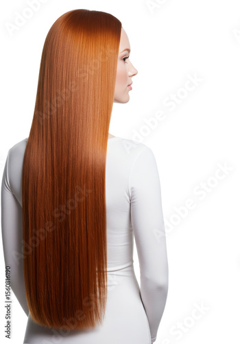 Long, Straight, Vibrant Red Hair A Stunning Back View of a Woman's Luxurious Locks