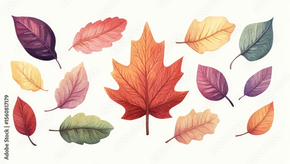 Fototapeta premium Colorful autumn leaves, various shades