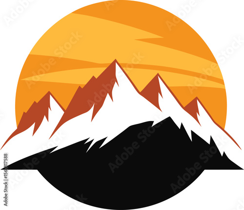 Mountain Landscape with Sunset Circle