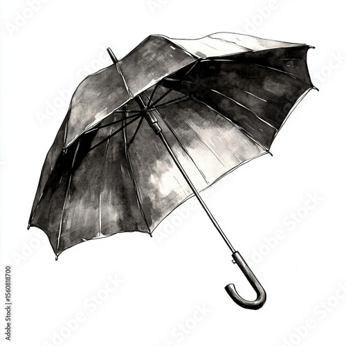 black umbrella isolated on white