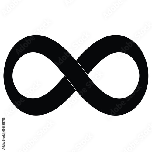 infinity icon, endless loop vector, eternal symbol silhouette, continuous design element, forever shape illustration

