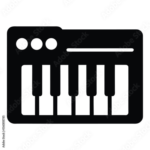 synthesizer icon, piano keyboard vector, electronic music instrument silhouette, audio production symbol, sound tool


