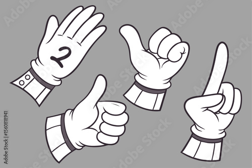 Hand Gestures of Counting: A collection of cartoon hand gestures, offering a straightforward and simple representation of various hand signals, against a subtle neutral backdrop.