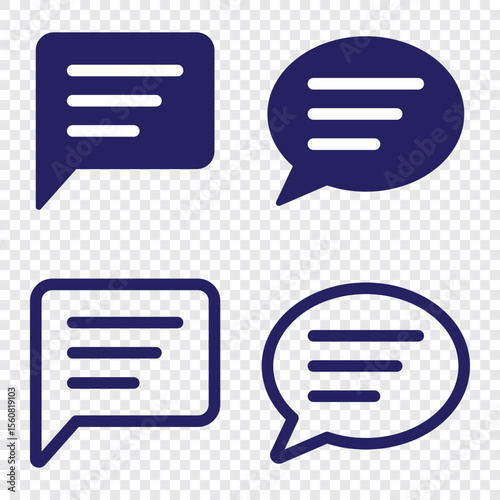 Chat bubble set outline vector isolated on white background. Chat icon.Line chat icons for flat design. Talk baloon icons. Chat speech bubble.