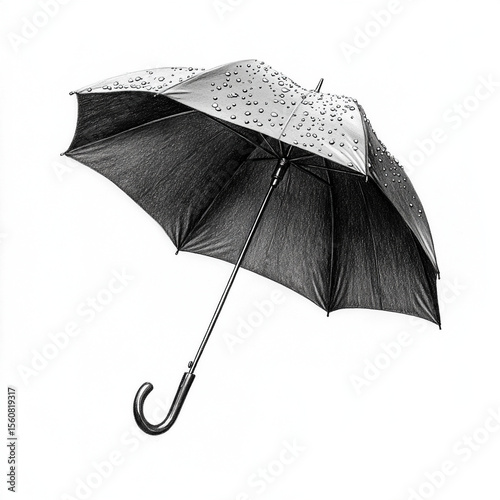 black umbrella isolated on white background