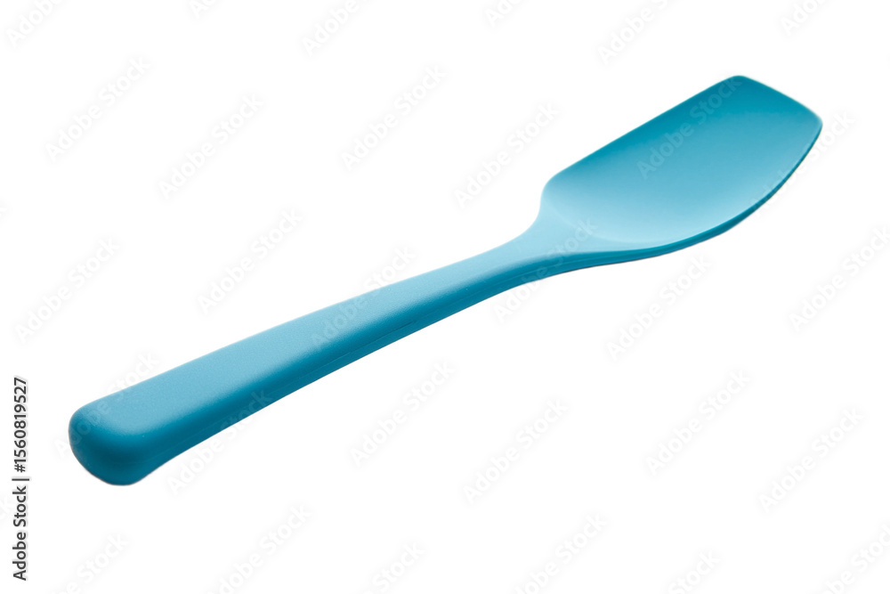 Single teal silicone spatula angled on white background Single teal silicone spatula angled on white background