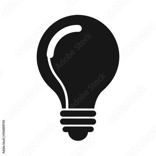 bulb vector, energy icon, electric light silhouette, invention symbol illustration, creative idea design

