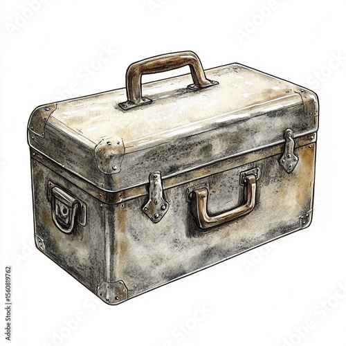 old suitcase isolated on white
