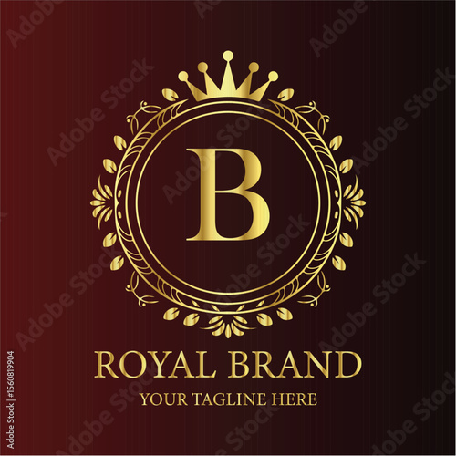 Golden vintage vector label with ribbon, a premium quality award illustration LOGO B
