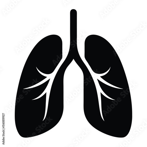 lungs icon, human organ vector, respiratory system silhouette, medical anatomy illustration, health care design

