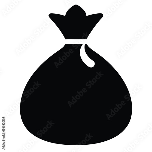 money sack vector, cash bag icon, currency silhouette, banking savings symbol, wealth finance design


