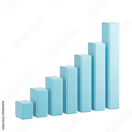 Free Download 3d realistic light blue bar graph chart isolated on transparent background - GFXLoad