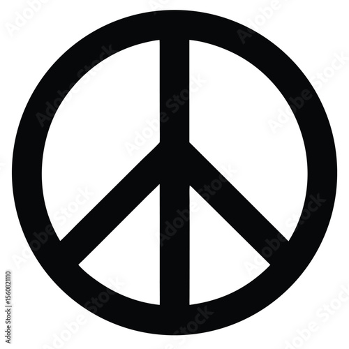 peace symbol icon, anti-war vector, global harmony illustration, hippie sign silhouette, unity emblem design

