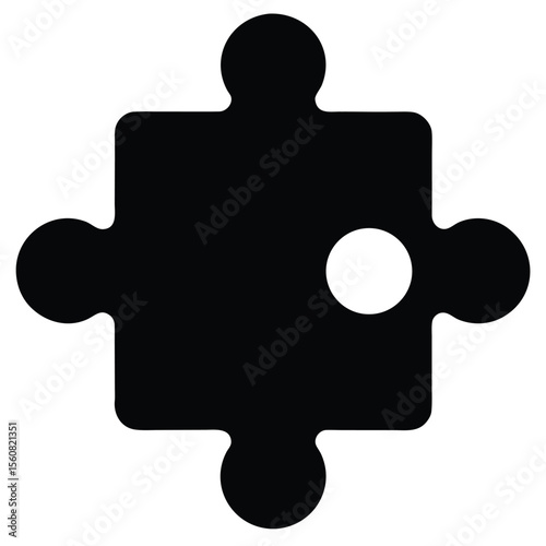 puzzle icon, connection piece vector, logic game symbol, brain teaser silhouette, learning activity design

