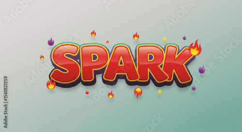 Vibrant Cartoon-Style 'Spark' Word Art  Energetic Text Effect Design