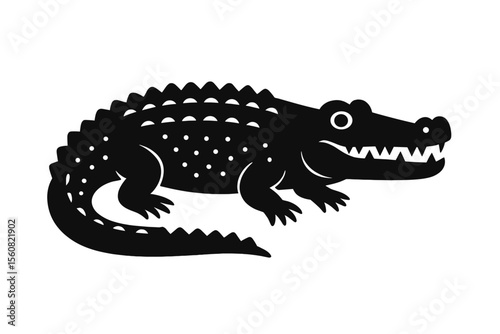 Simplified Cartoon Crocodile Silhouette