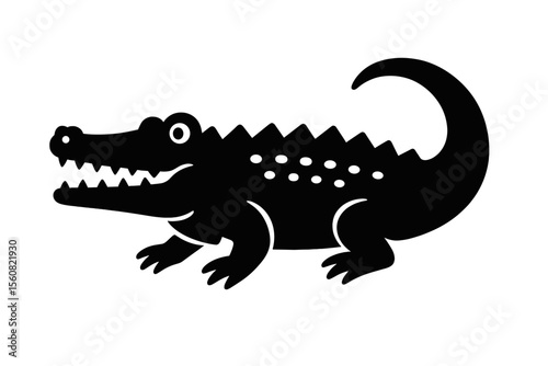 Simplified Cartoon Crocodile Silhouette