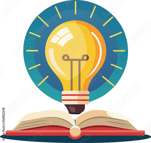 creative light bulb idea concept, light bulb and books, glowing light bulb with books