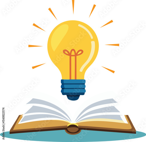creative light bulb idea concept, light bulb and books, glowing light bulb with books
