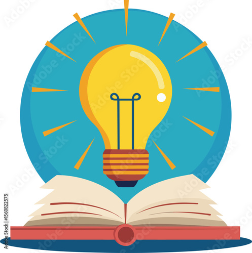 creative light bulb idea concept, light bulb and books, glowing light bulb with books