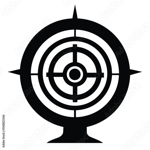 Target board vector, aim icon, shooting target line art, bullseye silhouette, archery goal graphic, accuracy symbol

