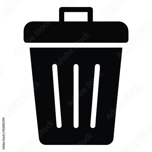 Trash bin vector, garbage can icon, trash can silhouette, waste disposal line art, recycle bin graphic, cleaning waste symbol

