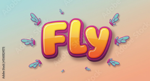 Fun Cartoon Style Fly Text Effect  Vibrant, Playful Design