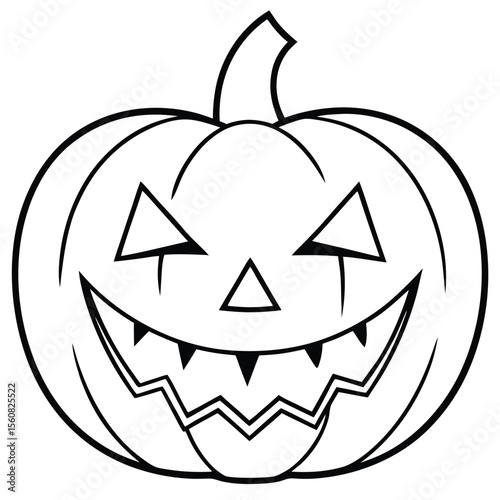 An orange autumn Halloween pumpkin lantern with a carved scary face, perfect for October holiday celebrations