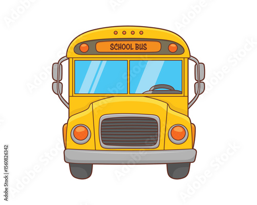 Bright yellow school bus with big windows ready to transport students.
