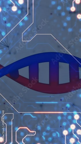 Animation of medical data processing and processor socket over white background
