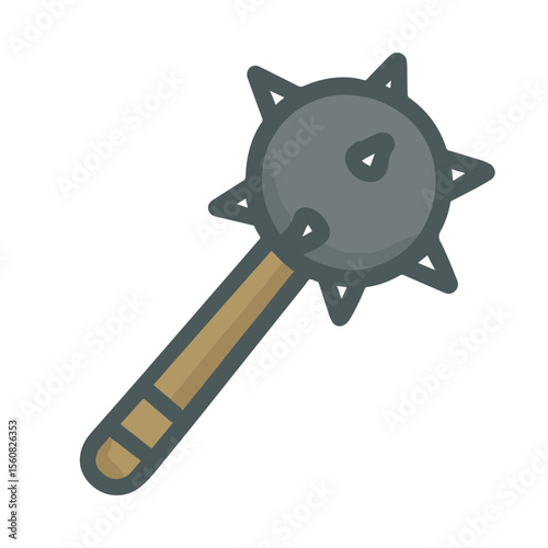 Cartoon mace icon on white background
Vector image weapon