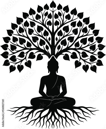 Web "Nature and Meditation Silhouette Vector Collection – Trees, Forests, Buddha, and Yoga Elements"

