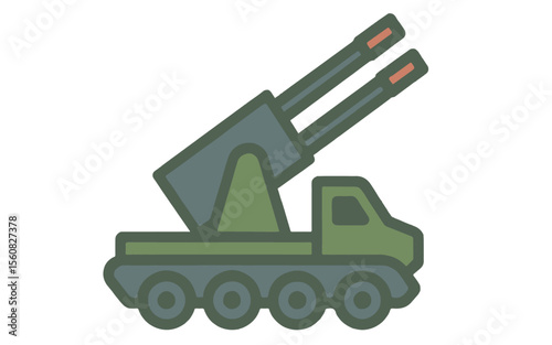 Cartoon anti-aircraft gun icon on white background
Vector image weapon