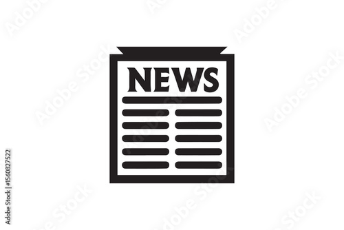 A  news paper  silhouette with a simple, understated design set against a white background 