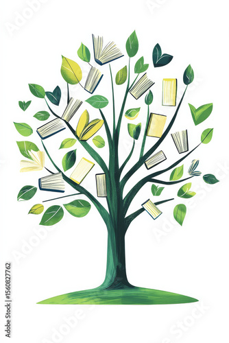 Book Leaf Tree Symbol of International Literacy Day