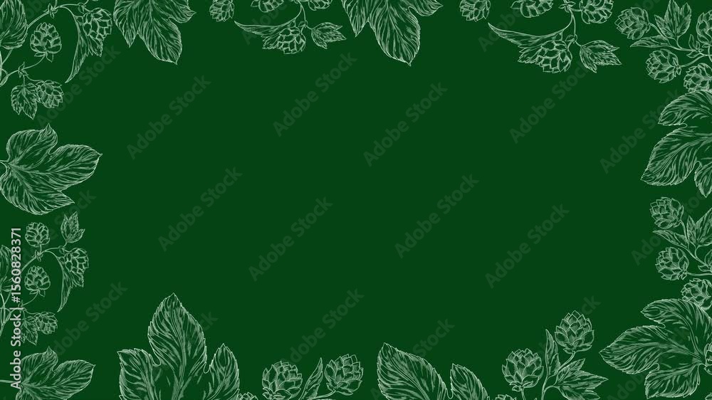Animated video background featuring hop branches with cones and leaves, ideal for beer branding, brewing presentations, brewery ads, or botanical and floral themed motion designs. Floral, leaves.